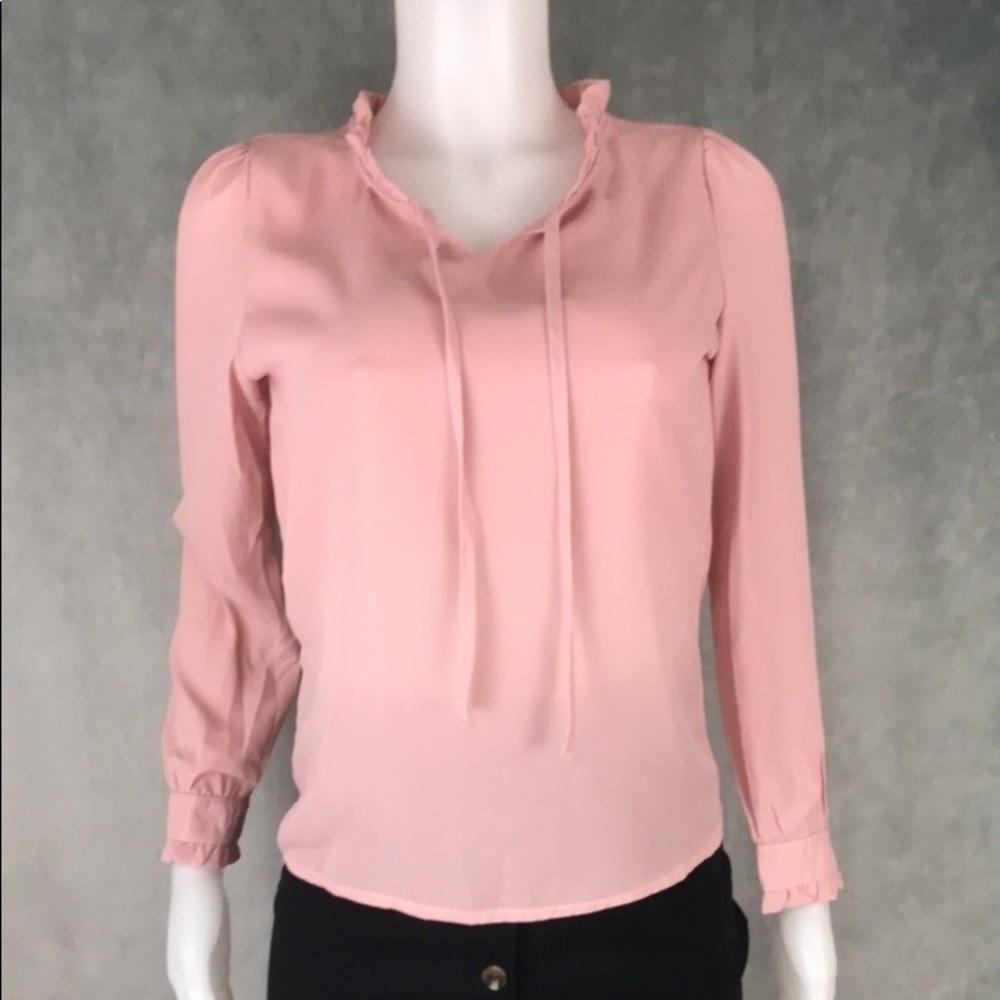 Light Rose Pink Blouse with Ruffles